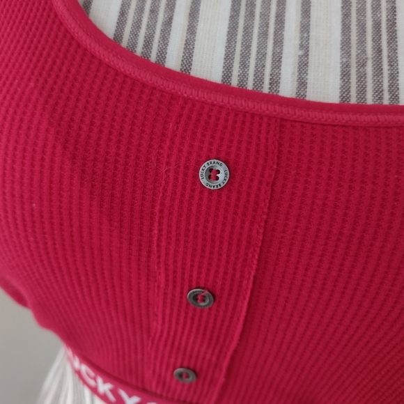 Lucky Brand Red Waffle Knit Wire Free Logo Bra Size L - Picture 4 of 11